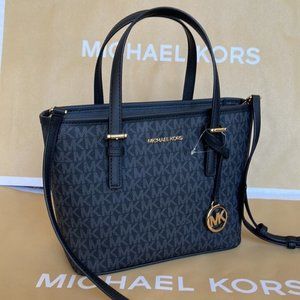 Michael Kors Jet Set Travel XS Carryall Tote Top Zip Tote Black